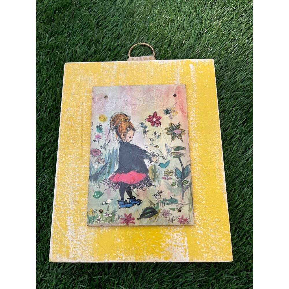 Vintage Art - Lot Girl in Garden Handcrafted by Jem Company, Atlanta, Georgia - Picture 7 of 12